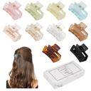 Small Tiny Claw Hair Clips for Women Girls for Thin/Medium Thick Hair, 1.5 Inch Mini Hair Jaw Clips Matte Rectangle Nonslip Clip with Gift Box (Matte+shiny color series)