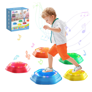 Holyton Music Light Up Stepping Stones for Kids, 5-Pack Sensory Balance Stones, Non-Slip Toddler Stepping Toys for Ages 3-8, Ideal for Sensory Training & Great Gift for Indoor & Outdoor Play