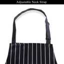DILLMAN Kitchen Cooking Adjustable Aprons - Men Women Bib Soft Chef Stripes Apron with 2 Pockets (Black)