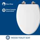 Mayfair Bennett Toilet Seat with Brushed Nickel Hinges, Slow Close Wood Seat, Secure Metal Hinges, Easy Install, Elongated, White
