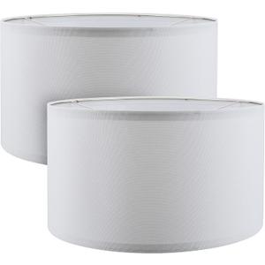 Aspen Creative 38872-2, Drum Collapsible Uno Lamp Shade, White, 16" Top x 16" Bottom x 9" Height, Set of 2, 16" Top x 16" Bottom x 9" Slant
