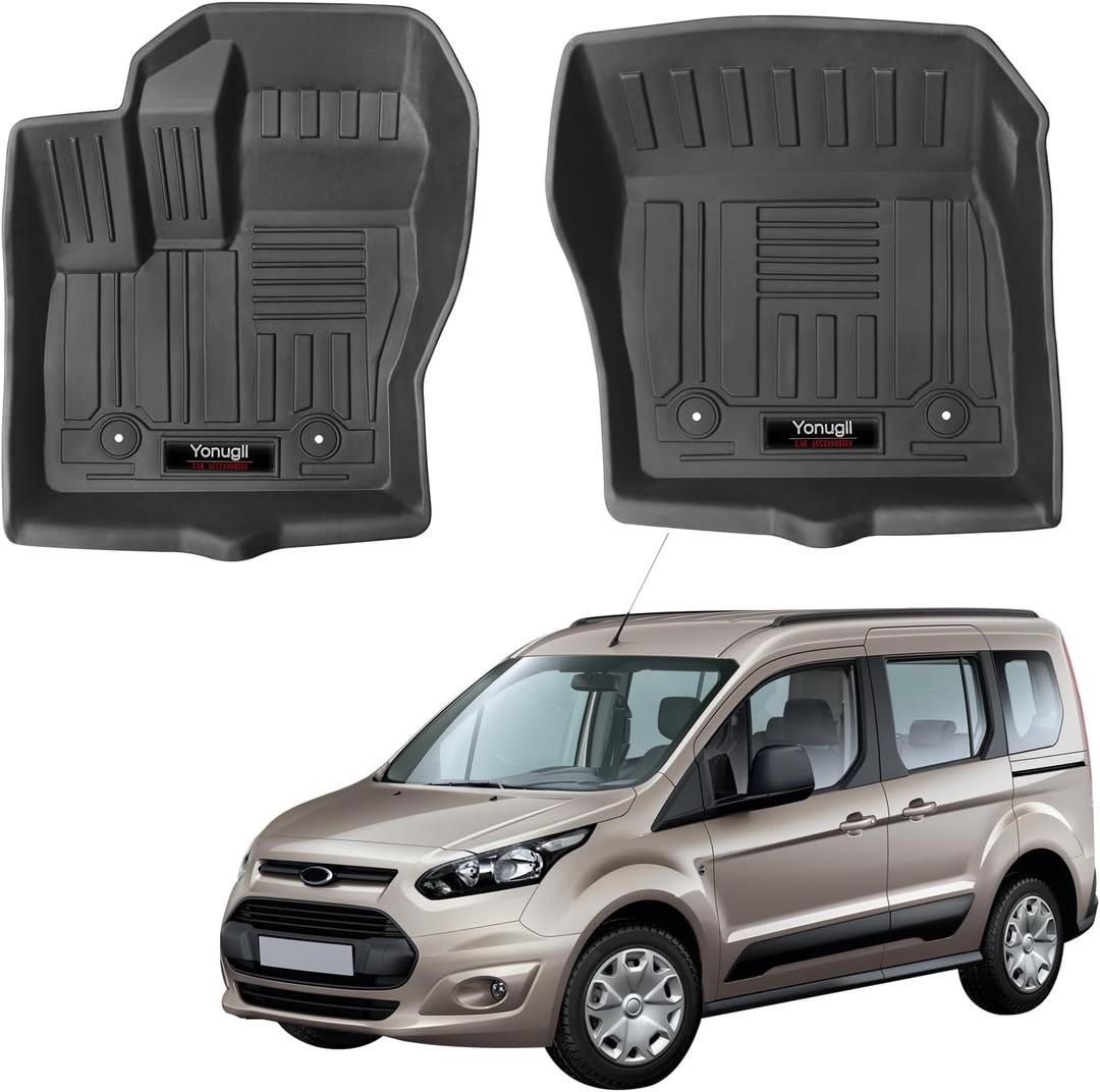 2014-2021 Ford Transit Connect Front Floor Mats Liner 2 Pcs All-Weather TPE Protection Mat Accessories (for 2014-2021 Ford Transit Connect)