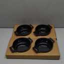 vicrays Ceramic Soup Bowls with Handles, 24 Oz Porcelain Soup Crocks for French Onion Soup, Cereal, Beef Stew, Chill, Pasta, Pot Pies, Microwave and Oven Safe, Set of 4 (Black)