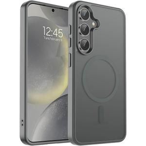 SUPFINE Magnetic for Samsung Galaxy S24 Case / S25 Case(Compatible with MagSafe) (Military Grade Drop Protection) Slim Translucent Shockproof Phone Case,Titanium Gray