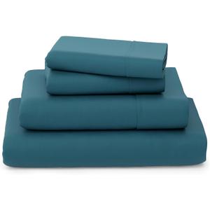 Cosy House Collection Luxury Bamboo Sheets - Blend of Rayon Derived from Bamboo - Cooling & Breathable, Silky Soft, 16-Inch Deep Pockets - 4-Piece Bedding Set - Queen, Dark Teal
