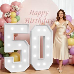 imprsv 4FT Marquee Numbers 50, Large Light Up Numbers 50th Birthday Decorations for Boys, 50th Anniversary Party Backdrop