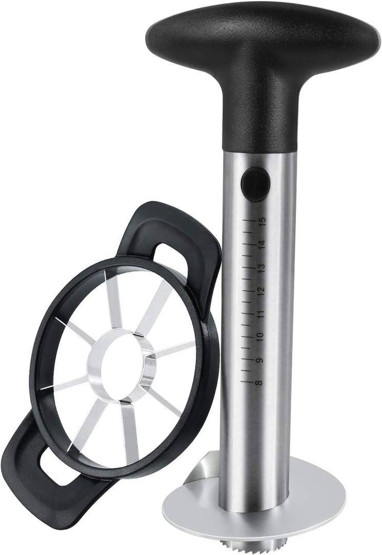 Newness Pineapple Corer and Slicer Tool, Robust Pineapple Core Remover with Upgraded Cutter & Reinforced Thicker Blade, Stainless Steel Kitchen Fruit Gadget for Diced Pineapple Rings (Black)