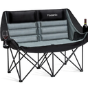 Oversized Camping Chair, Double Folding Loveseat Camping Couch with Pocket, Cup Holder and Carry Bag, Heavy Duty Portable Camping Chairs for Adults, Fishing, Sports, Trip, up to 660lbs, Black