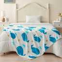 NEWCOSPLAY Throw Blanket Cute Soft Aesthetic Fleece Blanket for Kids Girls Boys Teens Cozy Blanket for Bed Couch Camping (Blue Whale, Throw(50"x60"))