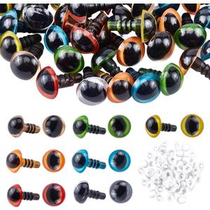 PH PandaHall 70pcs Plastic Safety Eyes 10mm Craft Eyes Amigurumi Cat Eyes with 70pcs Washers for Puppet, Plush Animal, Stuffed Animals, Teddy Puppet, Crochet Animal Crafts Making