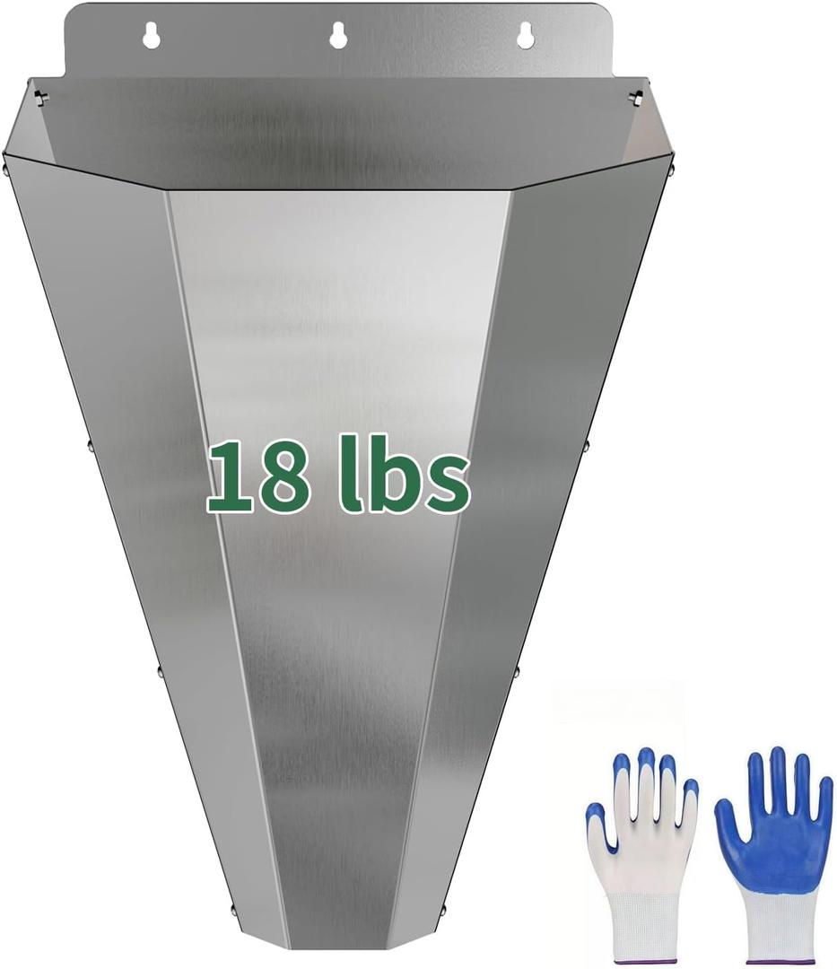 Large Chicken Cone for Butchering, Stainless Steel Kill Cone with Safety Gloves, Flat-Back Design, for Killing and Processing Chickens, Ducks, Turkeys & Poultry up to 18 lbs (Silver)