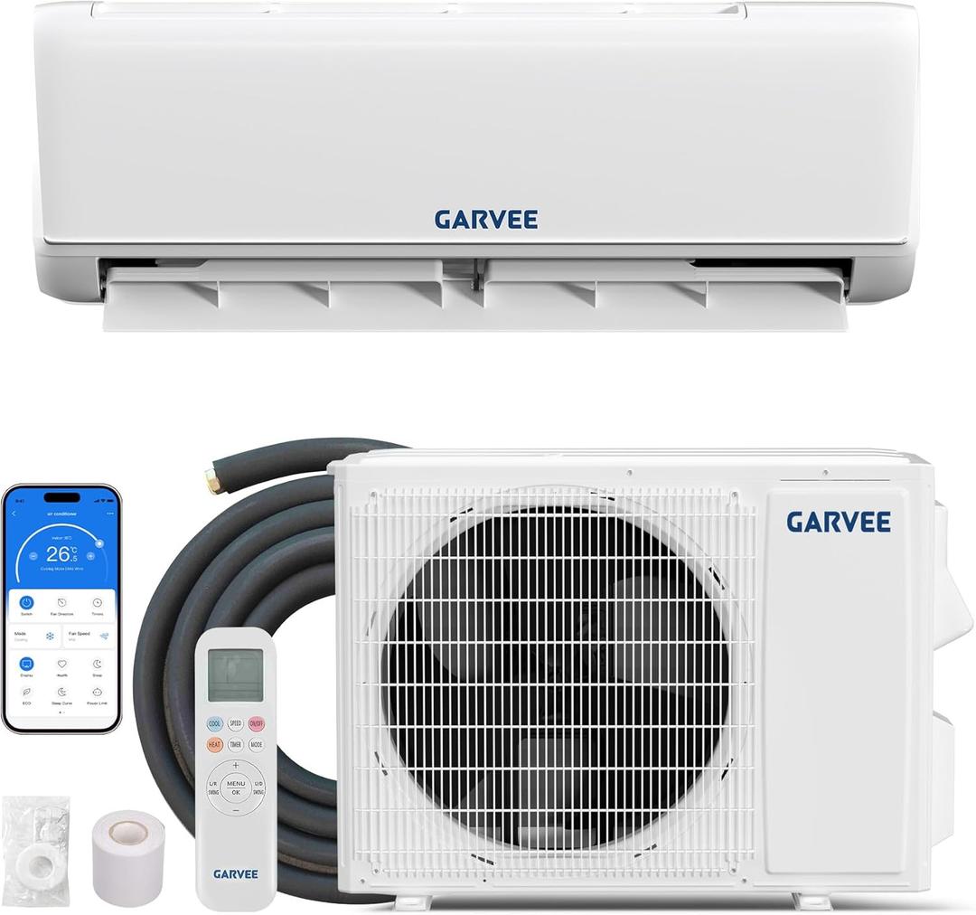 Garvee 24000 BTU 19 SEER2 Ductless Mini Split AC & Heat Pump, 208-230V Energy Efficient Buit in WiFi, Compatible with Alexa, Voice Control, Cools & Heat Up to 1500 Sq.ft