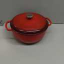 Lodge Essential Enamel Cast Iron Dutch Oven with Lid 7.5 Quart - Oven-Safe Enamel Cookware up to 500 F - Heat-Retaining Braising & Roasting Pot - Non-Toxic Cookware - Island Spice Red