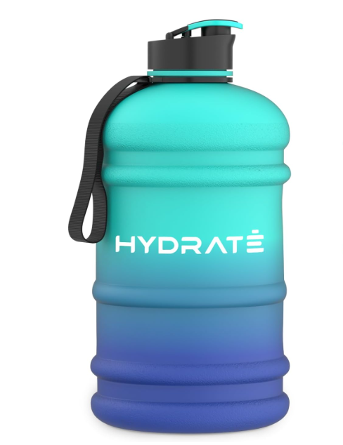 HYDRATE XL Gym Water Bottle for Men - Half Gallon Water Jug, Perfect for Hydration - Flip Cap Large Sports Bottle with Leak Proof Silicone Seal - BPA Free, Reusable Bottle - 2.2L Blue (74.4 Ounces, Blue Lagoon)
