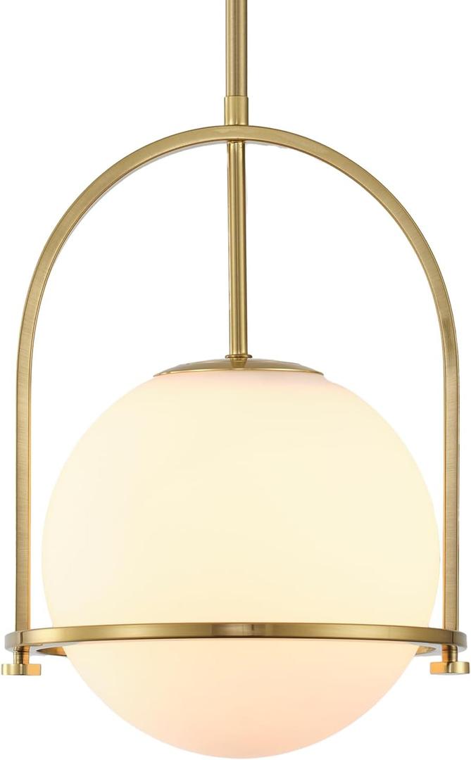 Gold Pendant Lights Kitchen Island with Brass Finish,Frosted Glass Globe,13in Pendant Light Fixtures for Dining Room, Kitchen Island, Living Room, Bedroom