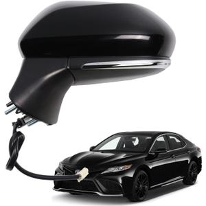 Side Mirror for Toyota Camry 2018 2019 2020 2021 2022 2023 2024 Power| Heated |Turning Signal |-6Pins, Left Driver Side Door Mirror,replace for Partslink # TO1320367, Black LH