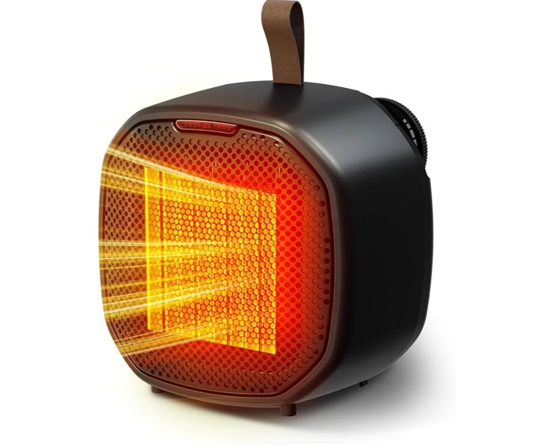 Electactic Portable Ceramic Space Heater w/Thermostat, 1500W Indoor Electric Space Heater Fan with Overheat and Tip-Over Protection, Heat Up 200 Square Feet for Office Room Dorm Use, Black