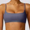 Comper Women's Sports Bra with Thin Straps Stretchy Wirefree Workout Bras Lightweight Workouts Bralette with Removable Pads (Gray, S)