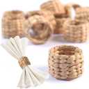48 Pcs Boho Napkin Rings, Easter Napkin Rings, Servilleteros para Mesas, Bulk Napkins, Water Hyacinth Table Napkins for Christmas Wedding Holidays Dinners Party Supplies Everyday Use