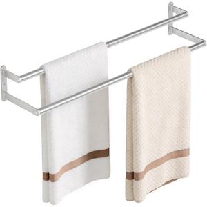 Double Towel Bar 24 Inch, Towel Rack for Bathroom, Stainless Steel Double Bath Towel Rack Wall Mounted, Bathroom Towel Holder Towel Rod for Wall, Brushed Nickel