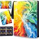 Trading Card Binder for TCG Cards, 4-Pocket Portable Card Collector Ablum Holder Book Fits 400 Cards with 50 Removable Sleeve, Waterproof Card Binder Display Storage Carrying Cases for TCG-Storm
