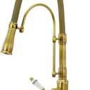 Brass Kitchen Faucets with Pull Down Sprayer,Brushed Gold Single Handle Kitchen Sink Faucet,Classic Kitchen Faucet,Champagne Bronze Farmhouse Faucet with 360 Rotating Function