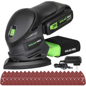 GALAX PRO Cordless Detail Sander 20V, 20Pcs Sandpapers,12000 RPM Sanders with Dust Collection System for Tight Spaces Sanding in Home Decoration, Battery and Charger Included, Cordless Detail Sander