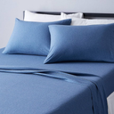 Amazon Basics 4 Piece Bed Sheets Set, 100% Cotton Jersey, Includes Super Soft, Flat and Fitted Sheets, Pillowcase, King, Navy blue