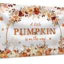 MEHOFOND 7x5ft Fall Pumpkin Baby Shower Banner Backdrop, a Little Pumpkin is on The Way Decor, Autumn Floral Pumpkin Baby Shower Photo Background, Maple Leaves Pumpkin Newborn Party Photo Supplies