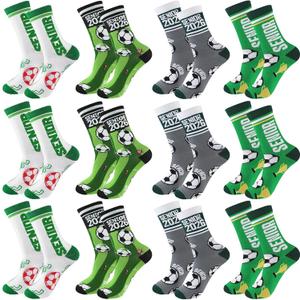 Shyyween 12 Pairs Senior Night Gift Novelty Soccer Socks for Youth Teens Adults Sports Crew Socks Soccer Gifts Sock Gifts for Senior Night Boys Girls Teens Men Women Sports