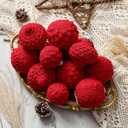 Syhood 24 Pcs Crochet Christmas Ornaments 5 Styles 2.36" 3.15" Handmade Crochet Knitted Christmas Pinecone Ball Ornaments for Xmas Tree Party Decoration Supplies(Red)