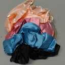 CEELGON Big Real Silk Scrunchies for Hair Satin Oversized for Sleep Large Scrunchie for Curly Hair Silk Thick Elastic Hair Ties Jumbo Hair Scrunchies 6 Pack (black, champagne, pink,khaki, blue, shell pink)