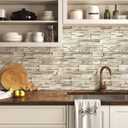 Jeweluck Stone Wallpaper Peel and Stick Brick Wallpaper 17.7”×118.1” Brick Contact Paper Peel and Stick Wall Paper Bathroom Faux Stone Backsplash for Kitchen Removable Decorative for Walls Vinyl