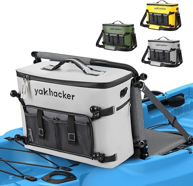 Yakhacker Kayak Cooler, Waterproof Seat Back Cooler for Kayaks with Lawn-Chair Style Seats, Kayak Accessories Cooler Bag, Portable Ice Chest Cooler for Kayaking, Travel, Lunch, Beaches &Trips
