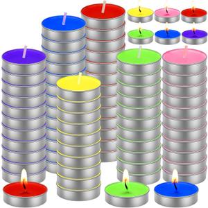 Landhoow 300 Pcs Unscented Assorted Colors Tealight Candles 6 Colors Mini Tealight Candles Bulk 2 Hours Burn Time Small Flameless Votive Smokeless Tealights for Christmas New Year Wedding Decor