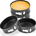 4 Pcs 8 Inch Non Stick Springform Pan with Removable Bottom Carbon Steel Cheesecake Pan Round Springform Cake Mold with Stainless Steel Spring Buckles for Baking Kitchens Restaurant (Black)