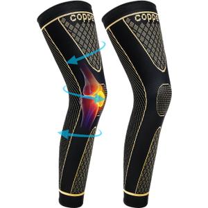 SKDK Copper Full Leg Sleeves Long Compression Leg Sleeve Knee Sleeves Protect Leg for Knee Pain Relief, Workout and Sports (X-Large1 Pair)
