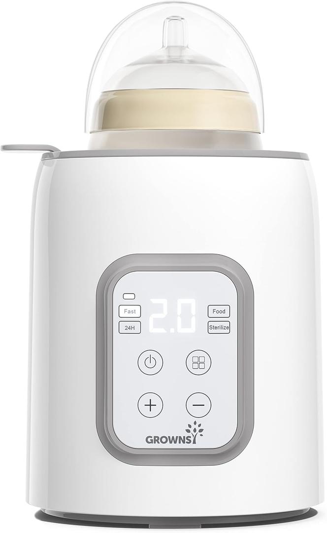 8 in 1 GROWNSY Fast Electric Bottle Warmer - Keeps Baby Food Warm and Defrosting - BPA Free - Breast Milk Warmer with LCD Display