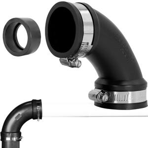 Fernco 1.5" Flexible PVC 90-Degree Elbow Includes Optional 1.25" Reducer Bushing for DWV Cast Iron, Steel and Plastic Pipe Connections