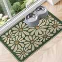 SHIYUE Dog Food Mats for Floors, Absorbent Cat Bowl for Food and Water, Non-Slip Accessories Pet Supplies(12"x20",Forest Green Flower)