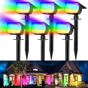 WENATY Solar Spot Lights Outdoor Color Changing, [7 Mode/6 Pack] Christmas Landscape Spotlights, Solar Lights Outdoor Waterproof, Solar Led Powered Flood Light for Outside Pathway Yard Garden Walkway