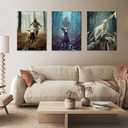 OTOSTAR 3 Pieces Wall Art Canvas Prints - Jesus and Lamb Redemption Picture Painting - God Religious Belief Wall Artwork for Church Bedroom Living Room Home Decor - 12 x 16 Inch