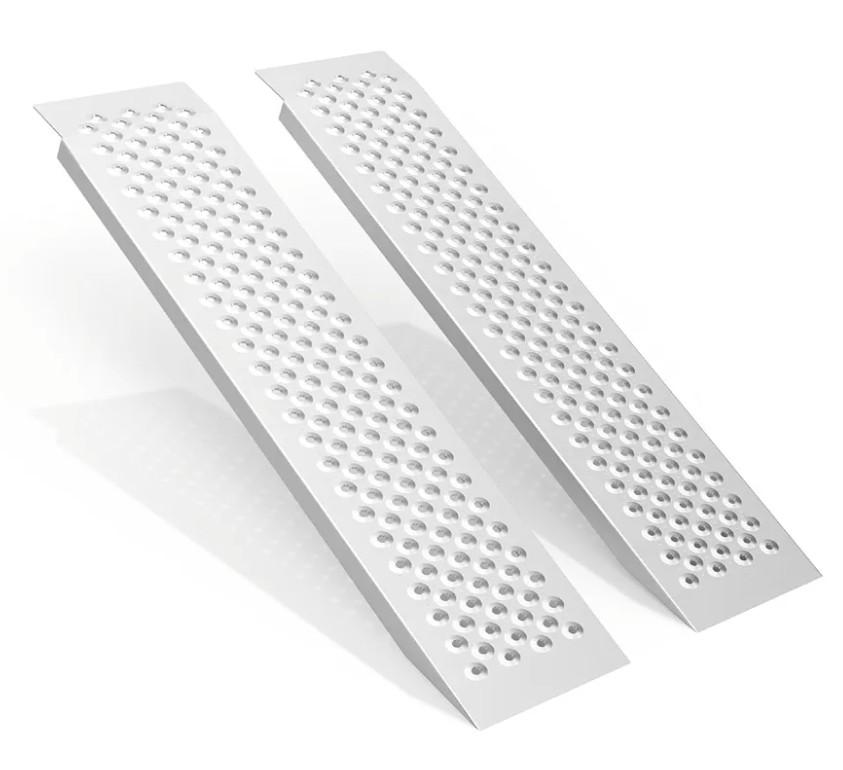 Aluminum Shed Ramp 2PCS, 880 LBS Capacity 47.2" x 8.5" Loading Ramps, Lightweight Sturdy Anti-Slip Ramps with Punch Plate Surface for Lawn Mower, Bike, Hand Truck, Motorcycle