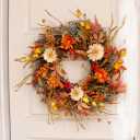 24 Inches Large Fall Wreaths for Front Door Orange Fall Flower Wreath with Sunflower Autumn Door Wreaths with Daisy Farmhouse Autumn Wreath for Thanksgiving Harvest Outside Indoors