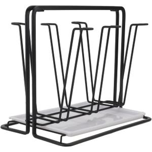 Yardwe Cup Drying Rack Japanese- Style Iron Mug Glass Bottle Organizer Tree Beer Glass Shelf Drainer Stand Shelf Hook for Home Counter