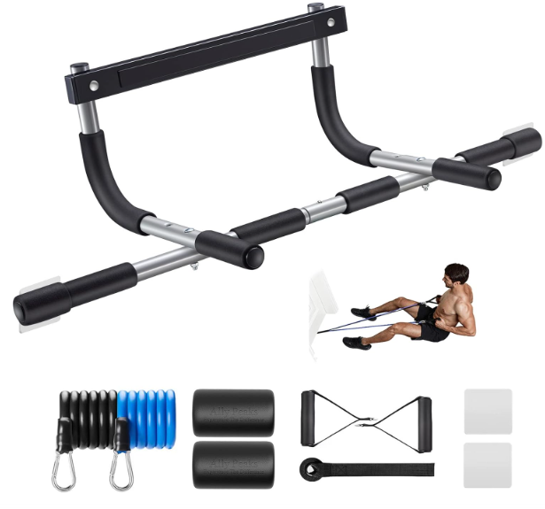 Ally Peaks Pull Up Bar for Doorway | Thickened Steel Max Limit 440 lbs Upper Body Fitness Workout Bar| Multi-Grip Strength for Doorway | Indoor Chin-Up Bar Fitness Trainer for Home Gym Portable