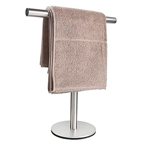 Bath Hand Towel Holder Standing, 13 Inch T-Shape Towel Bar Rack Stand, SUS304 Stainless Steel Brushed Finish,Tower Bar for Bathroom Kitchen Vanity Countertop