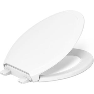 KOHLER 4734-RL-0 Rutledge ReadyLatch Soft Close Elongated Toilet Seat, Quiet-Close Lid Grip-Tight Bumpers, Installation Hardware, Home Essentials, White