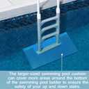 Large Swimming Pool Ladder Mat, 17"x38" Protective Non-Slip Pool Step Pad with TextureProtective Ladder Pad for Above Ground Swimming Pools Liner and Stairs (Blue)