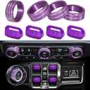 8Pcs Button Knob Cover for Jeep Wrangler JL JLU 2018-2025 2026 & Gladiator JT 2020-2026 Accessories, JL Window Switch Button Cover Volume Radio Air Conditioner Headlight Switch Knob Cover (Purple)